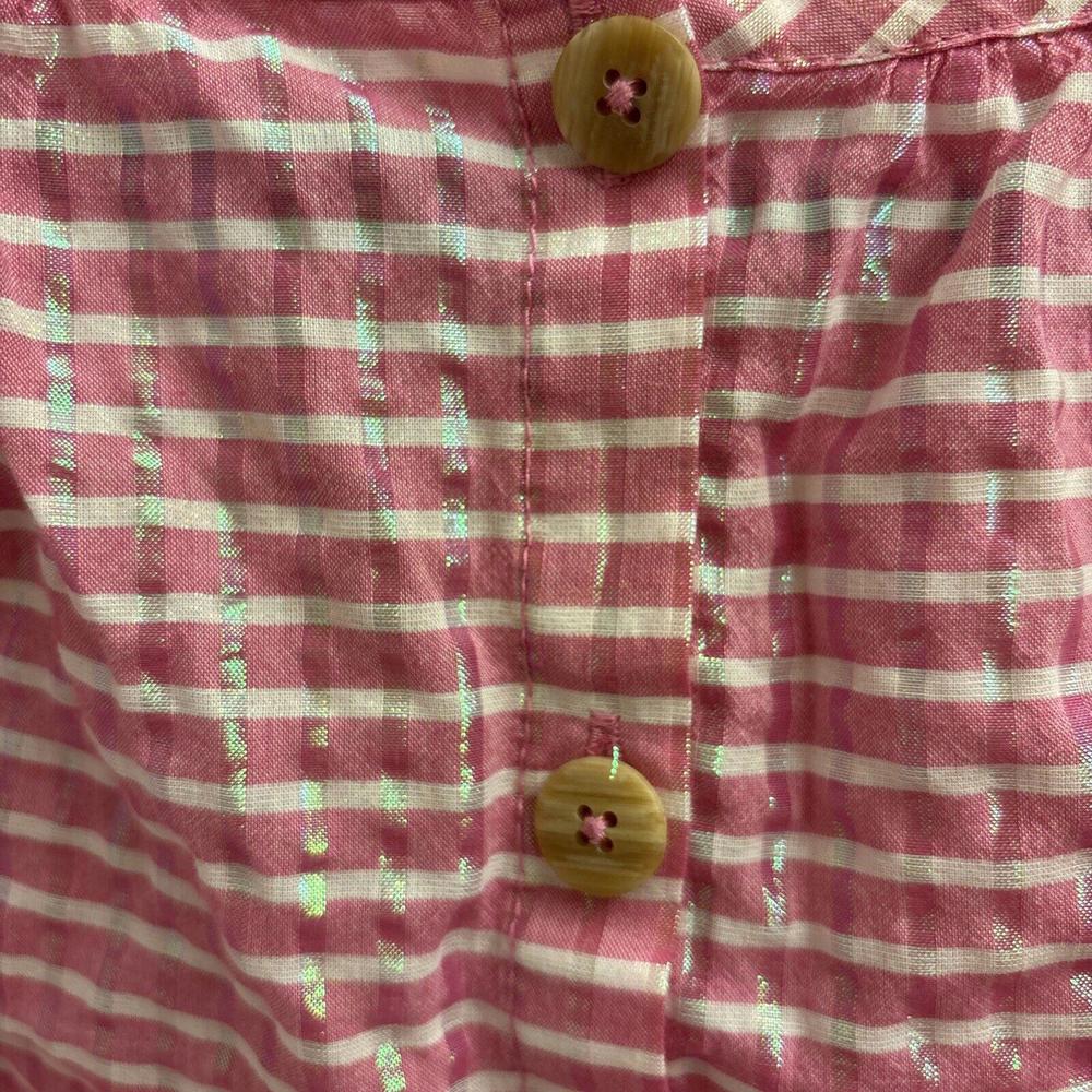 Cat & Jack Pink Striped Iridescent Button Down Top - Girl's Medium (7/8). Casual - Picture 3 of 5